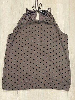 EXPRESS Brown Polka Dot Halter Top Size M Flowy Blouse